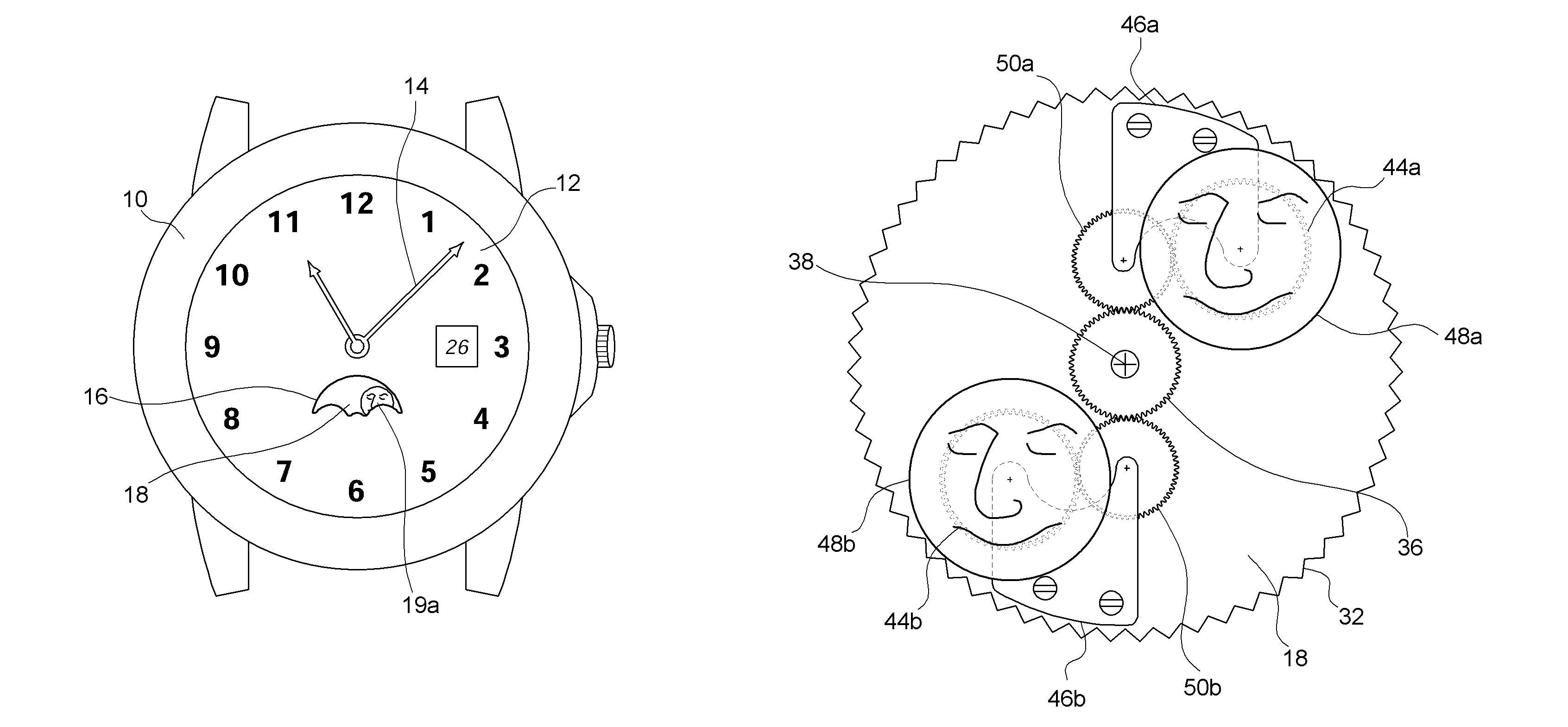 Timepiece with moon phase indicator