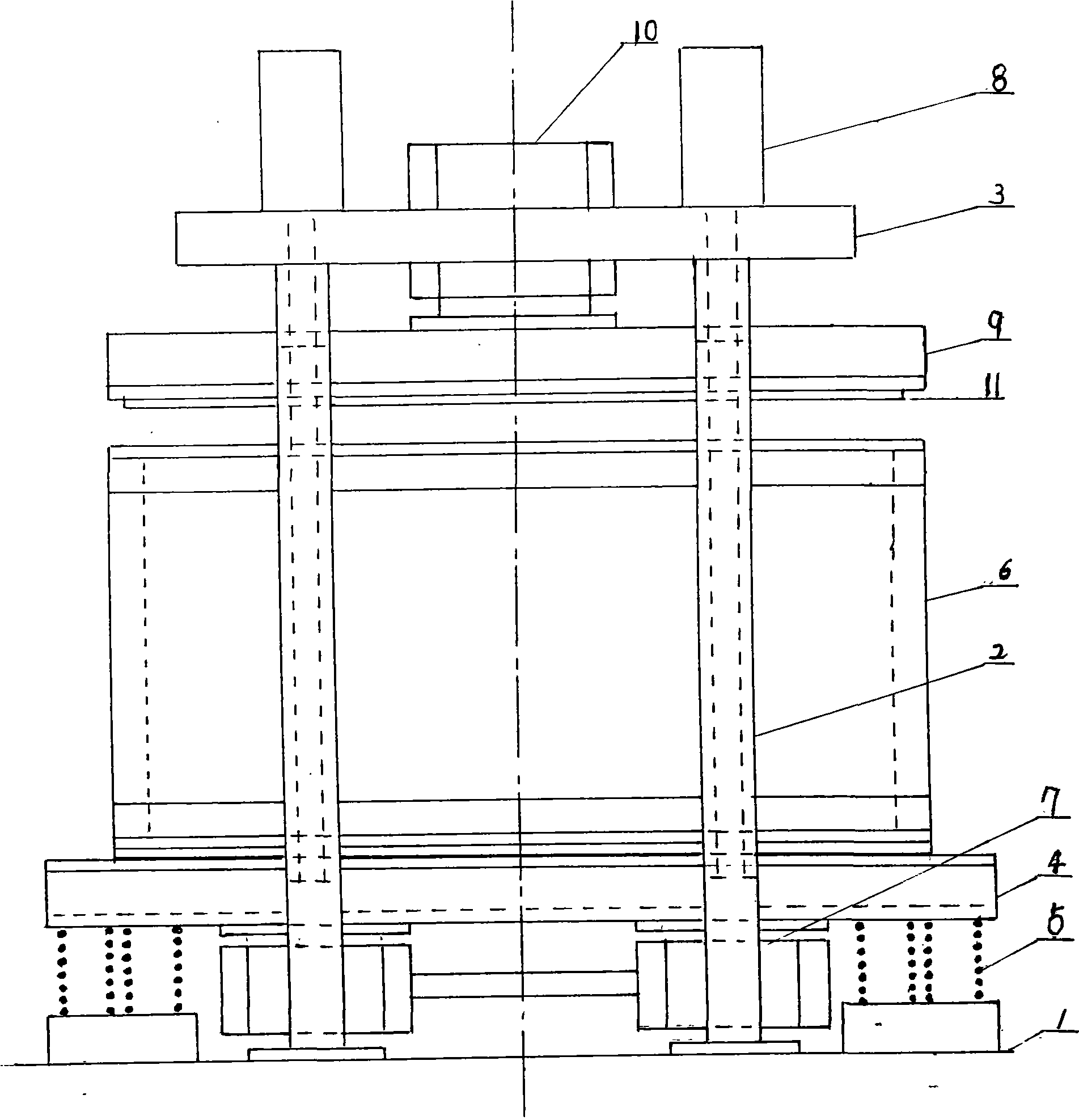 Method for synthesizing stone by layered vibration and moulding vibration device