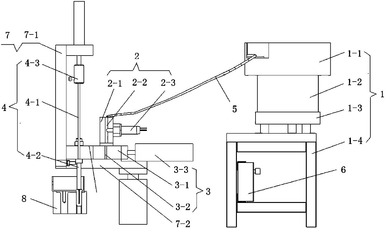 An automatic needle pressing machine for assembling the grounding pole core needle of a triangular plug