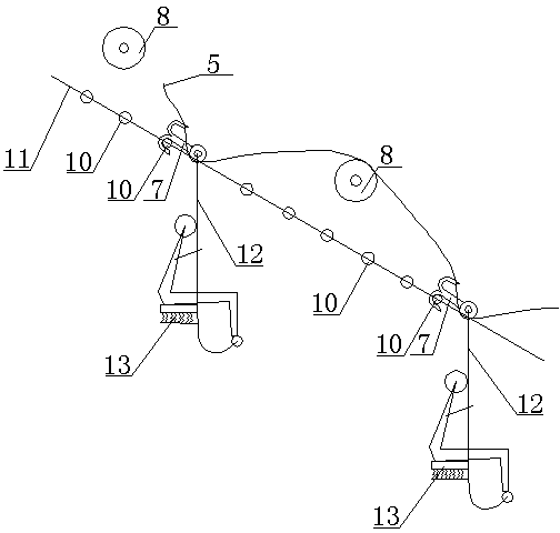 Rope-breakage protection device for mine large-angle man cable car