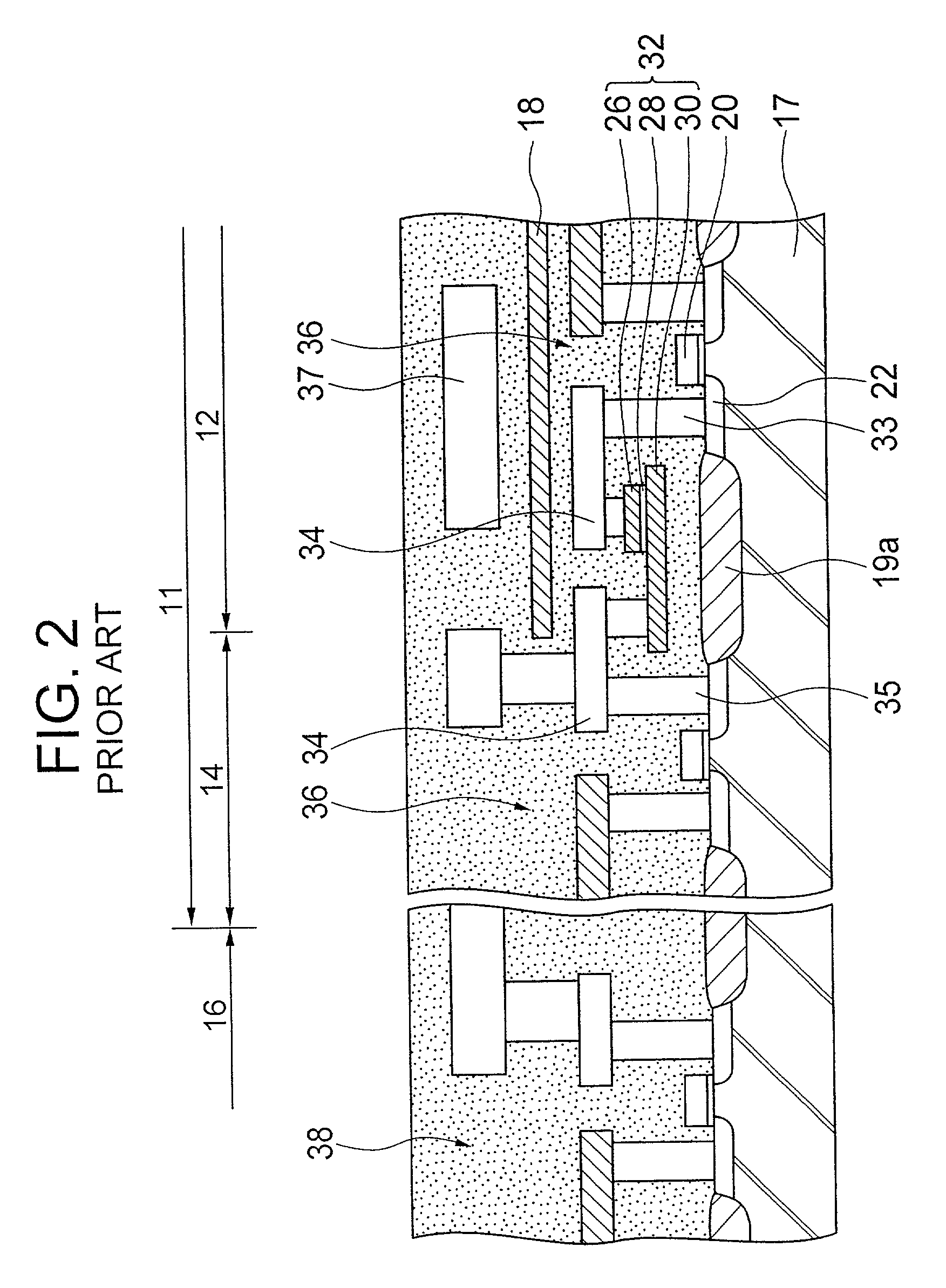 Embedded LSI having a FeRAM section and a logic circuit section