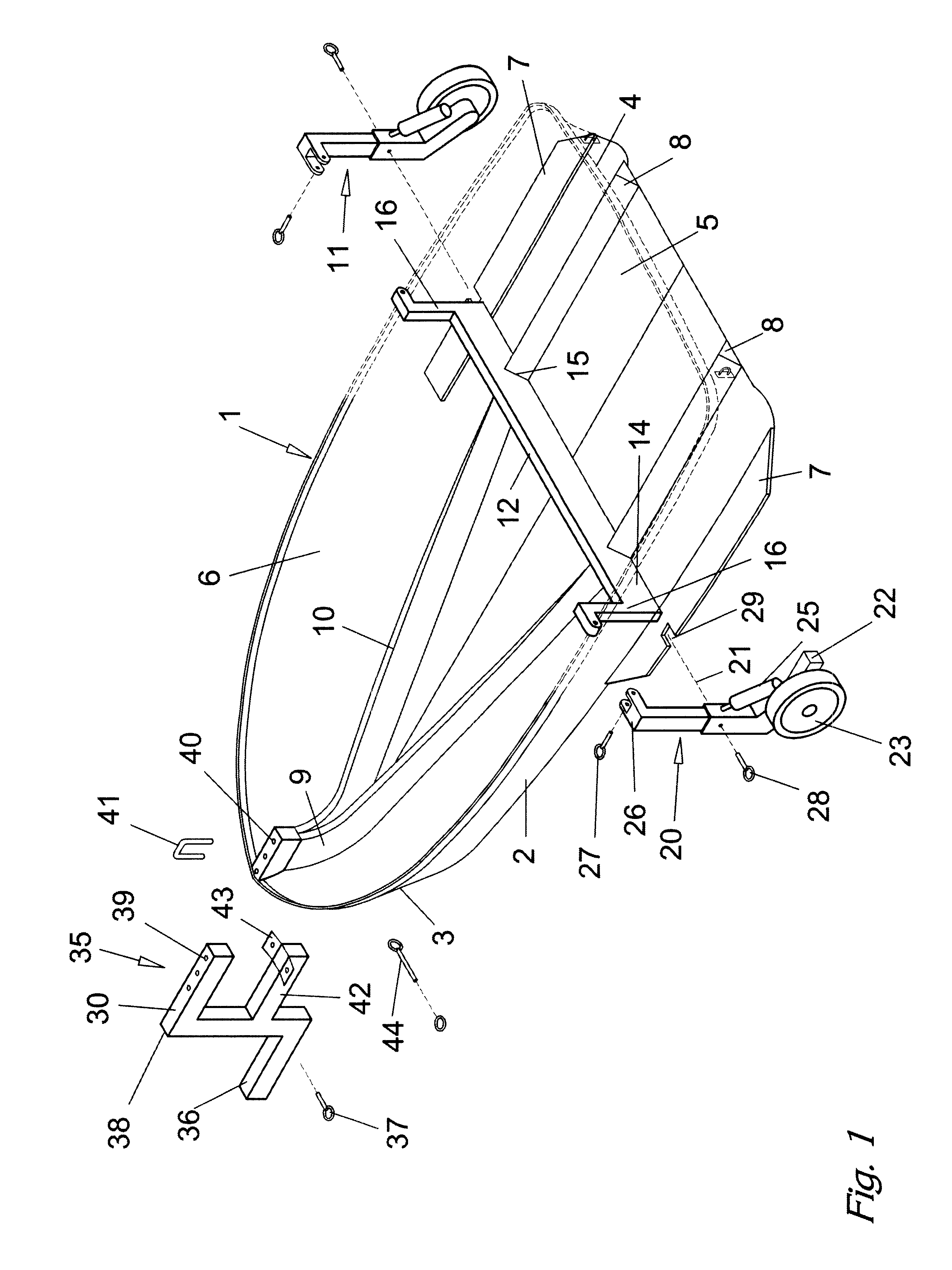 Combined boat-trailer apparatus