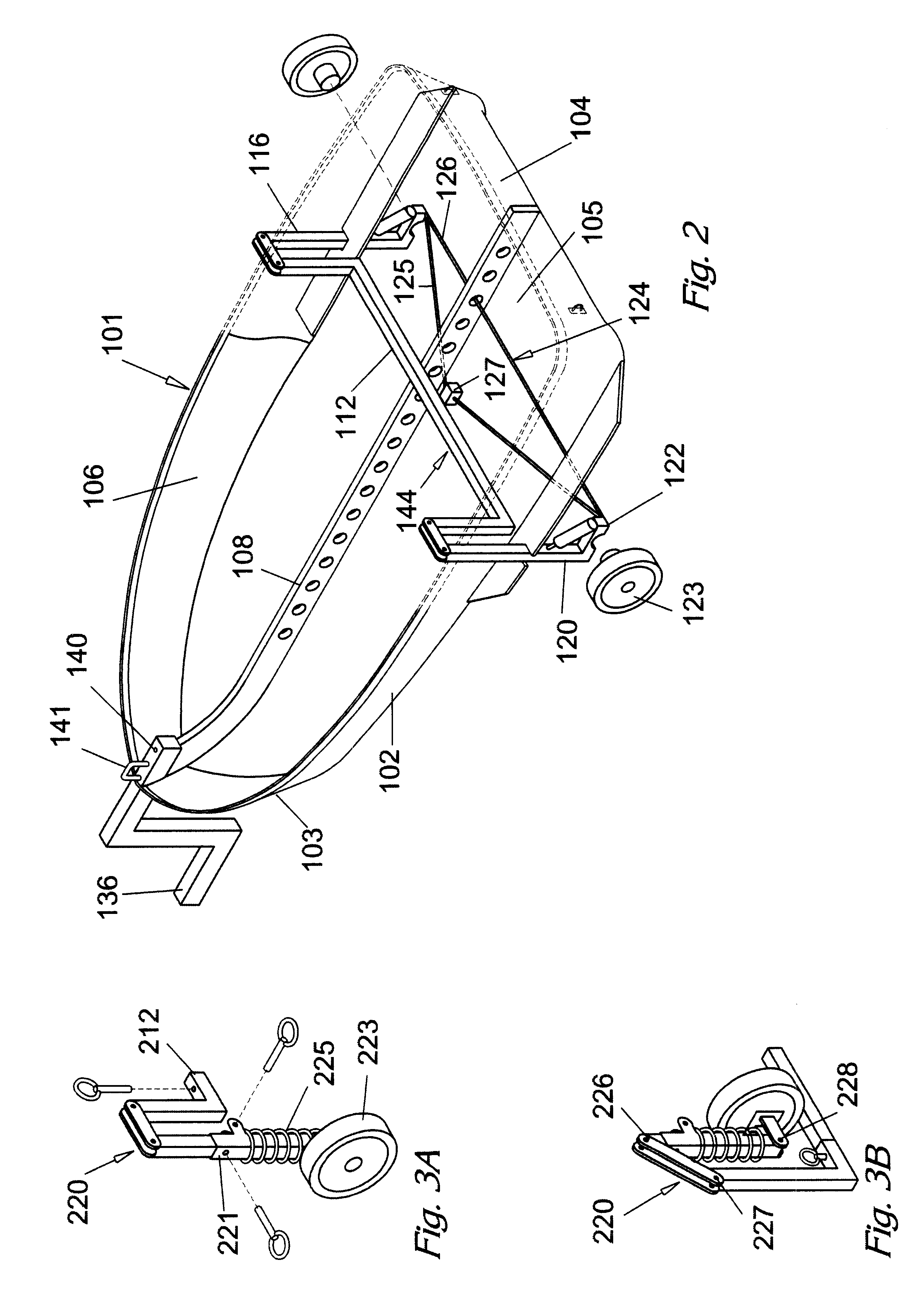 Combined boat-trailer apparatus