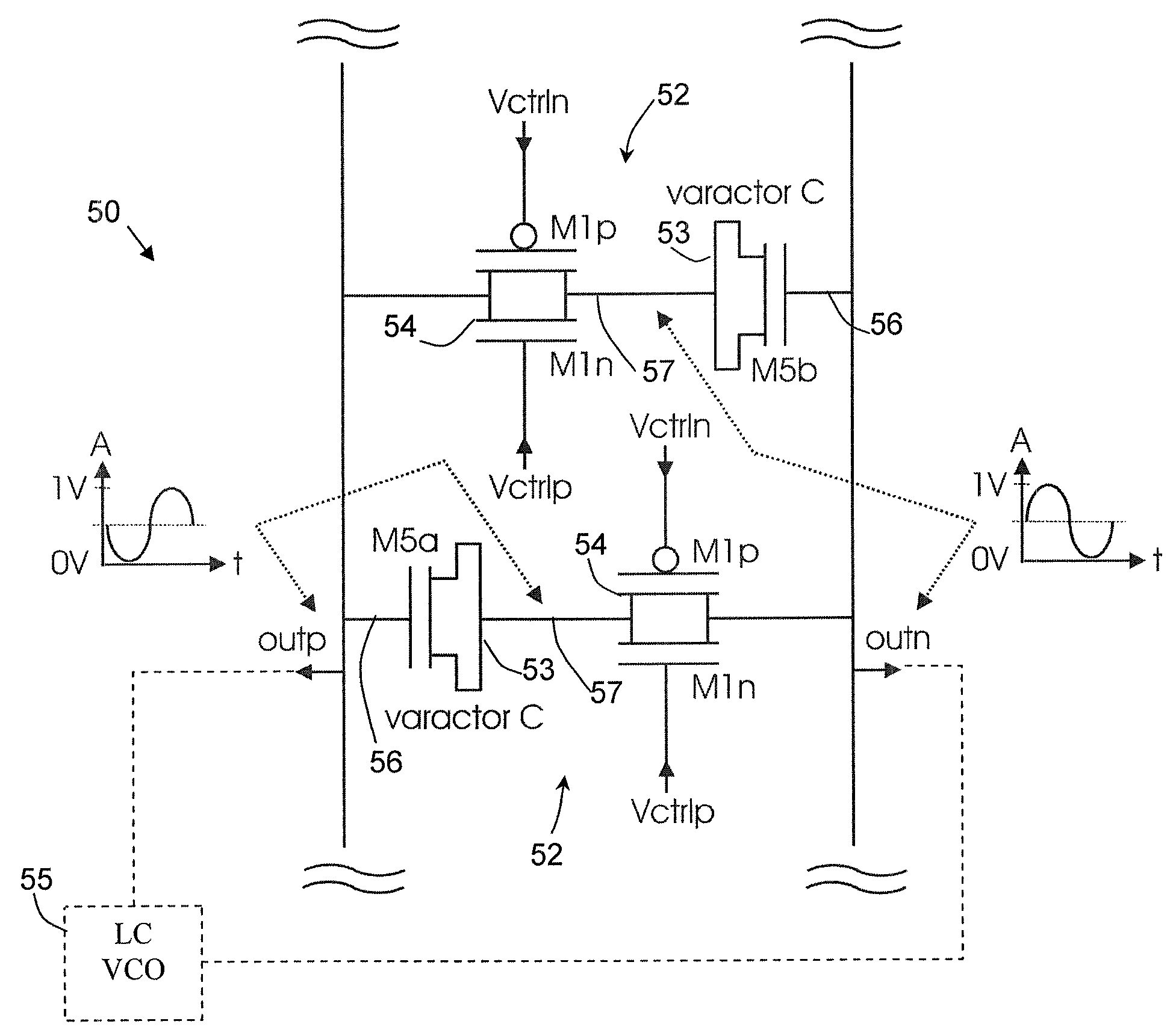 Varactor bank switching based on Anti-parallel branch configuration