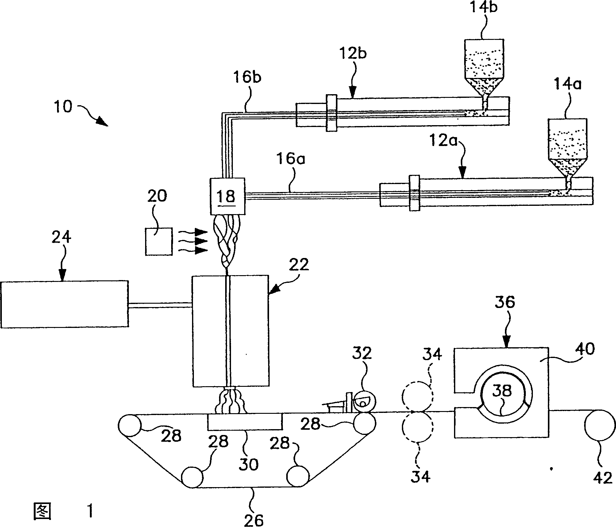 Double component filaments, nonwoven net containing them and forming method thereof