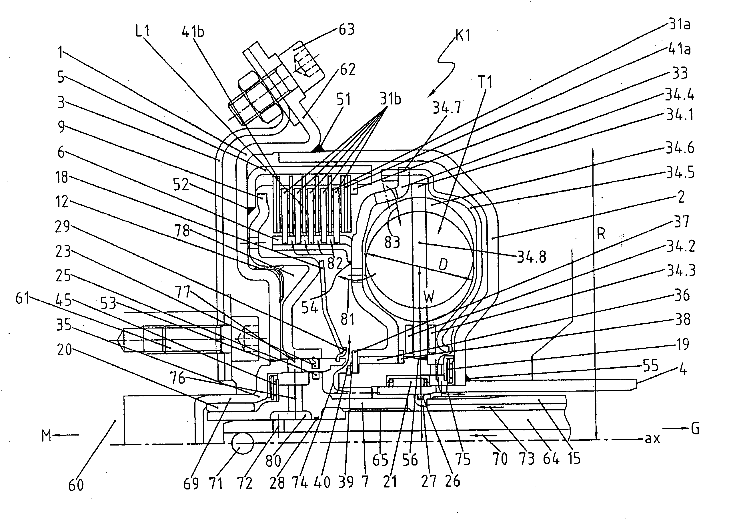 Start-up clutch and torsional-vibration damper assembly