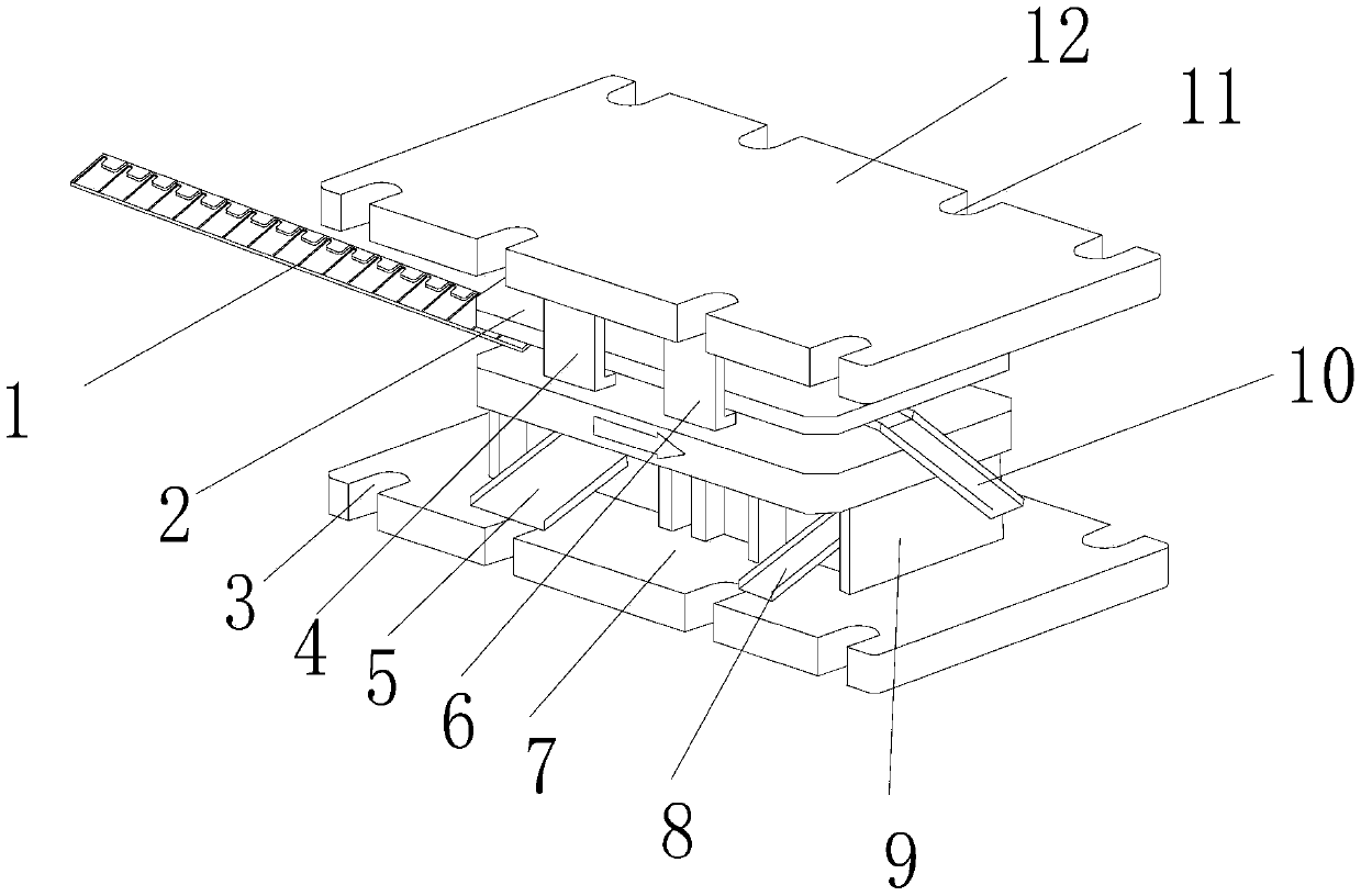 An automatic continuous stamping device for small hardware