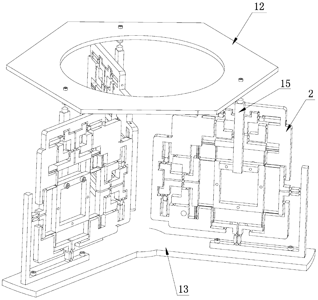 Multi-stage linkage output type multi-freedom-degree micro-displacement platform