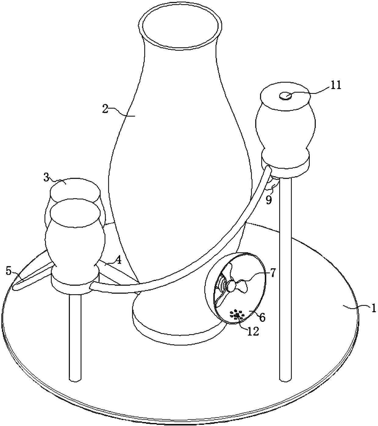 Aquatic plant vase capable of supplying oxygen and changing water through energy transformation