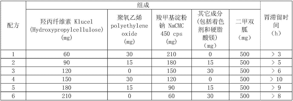 Dimethylbiguanide gastric retention tablet and preparation method