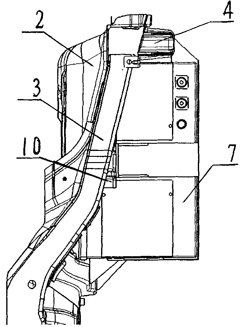 Battery mounting and fixing structure of purely electric automobile