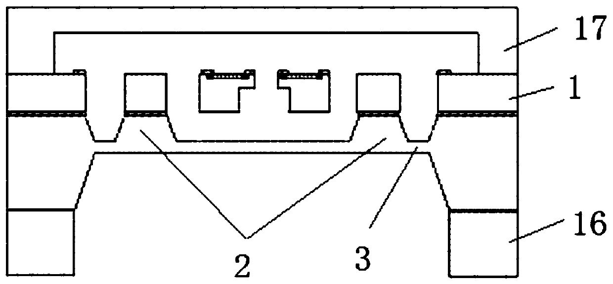 Double H-type tension beam silicon micro-resonance pressure sensor chip and preparation method thereof