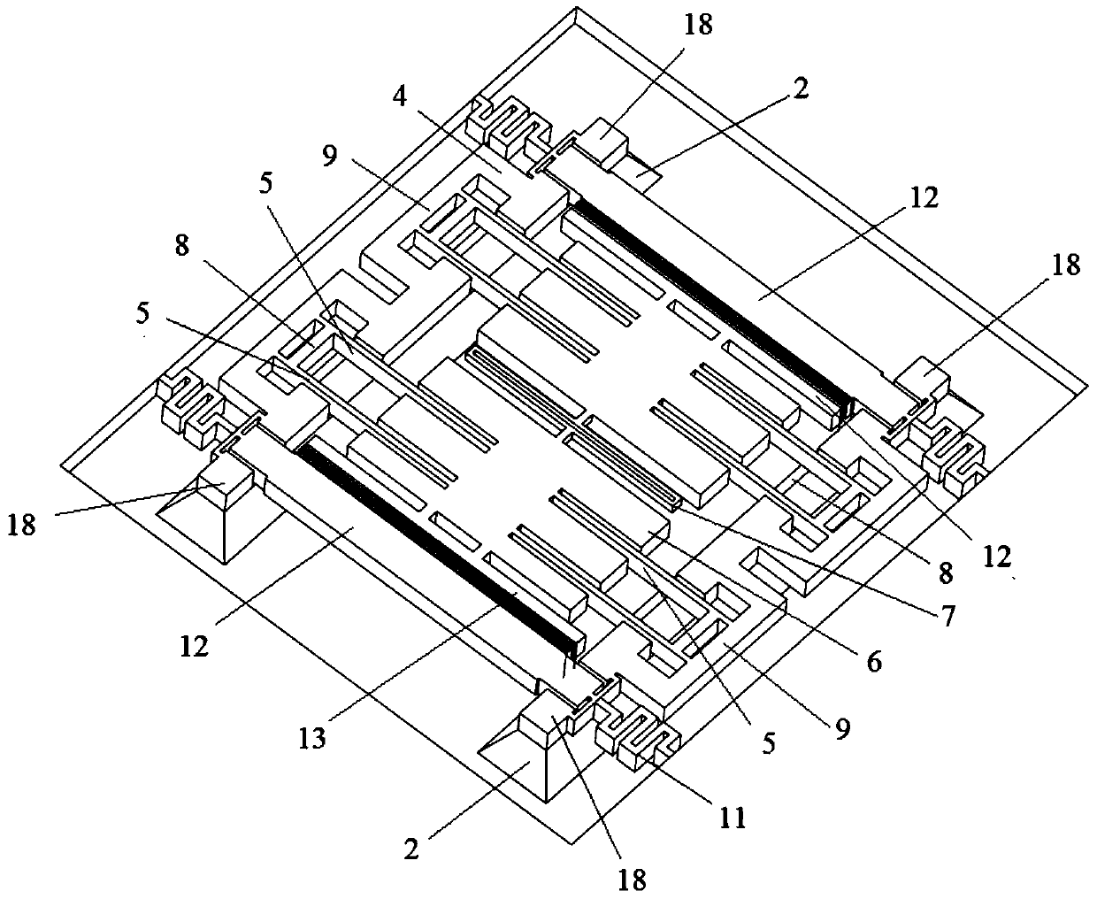 Double H-type tension beam silicon micro-resonance pressure sensor chip and preparation method thereof