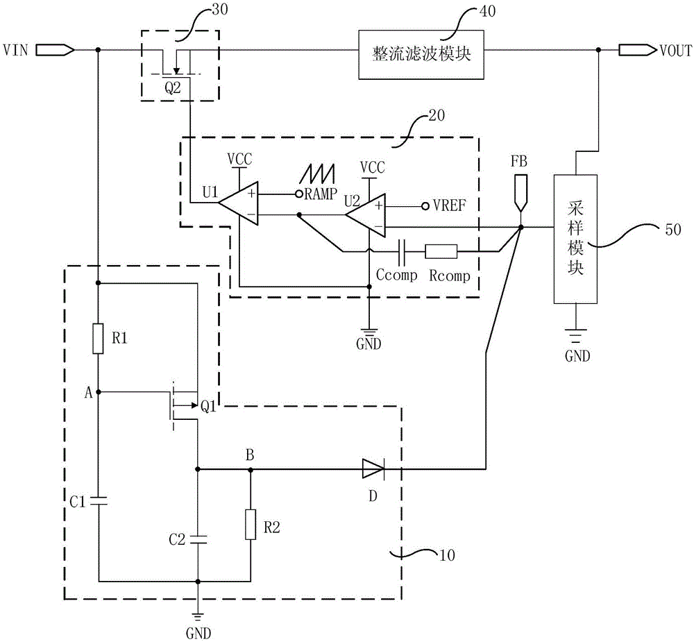 Soft start power supply circuit and control method thereof, as well as display device