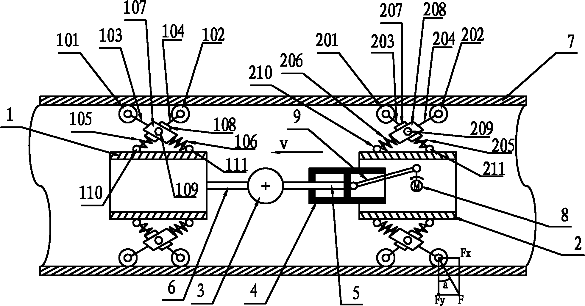 Pipeline robot driving mechanism