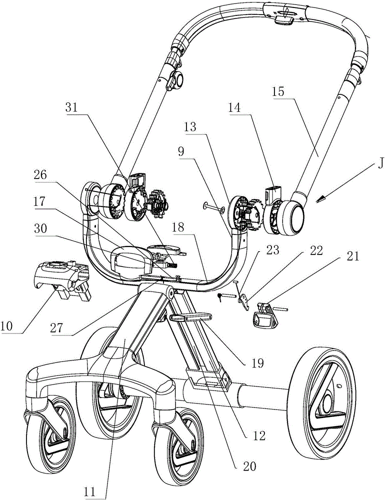 Integral folding baby stroller with seat and frame can be linked together