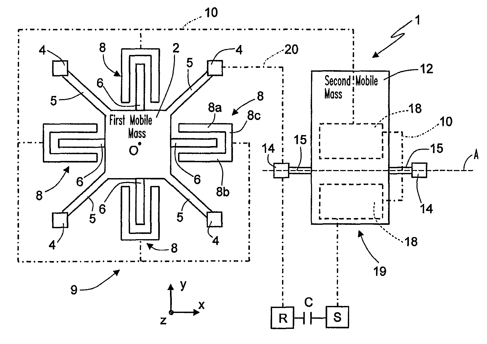 Microelectromechanical inertial sensor, in particular for free-fall detection applications