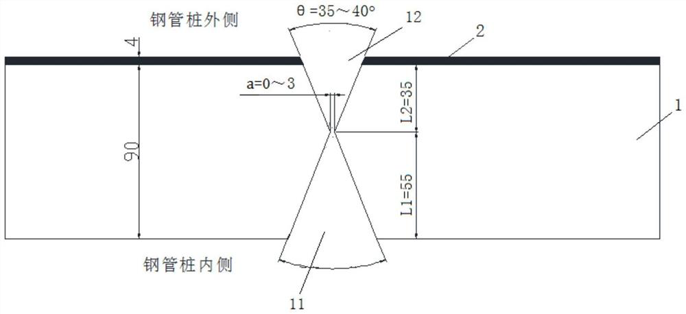 High-strength steel plate steel pipe pile butt joint circumferential weld welding method