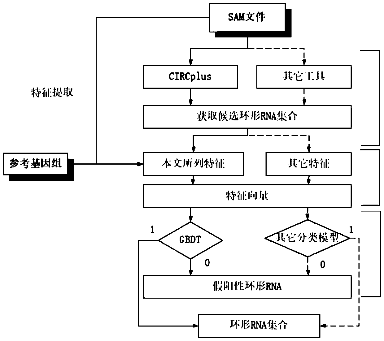 Circular RNA recognition method based on machine learning strategy