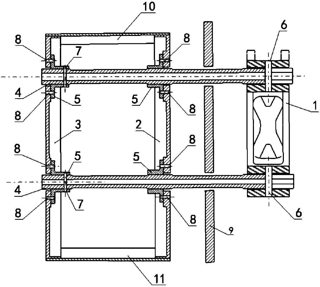 Sinking hinge type flap rocker arm support structure