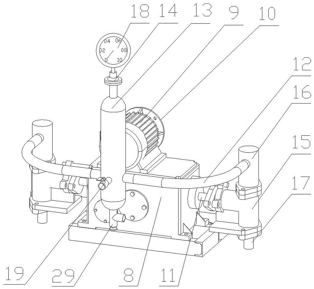 Auxiliary vacuumizing and automatic mud jacking integrated machine for railways