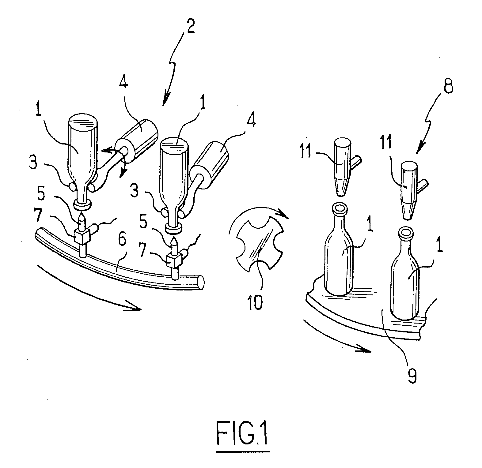 Method of disinfecting containers with a disinfectant and prior heat treatment, and a corresponding installation