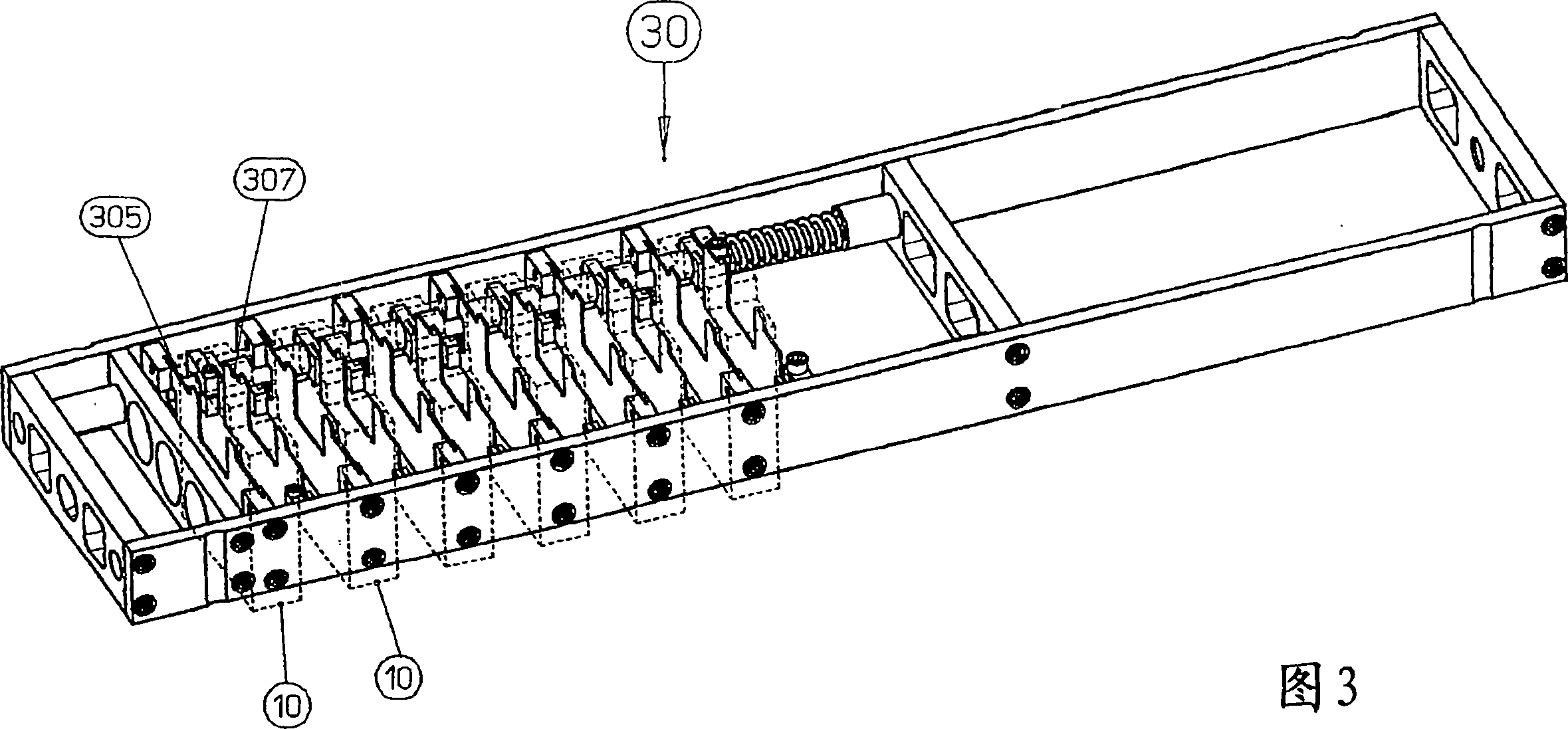 Method and device for connecting each storage battery plate into plate stack and inserting the said plate stack into storage battery case