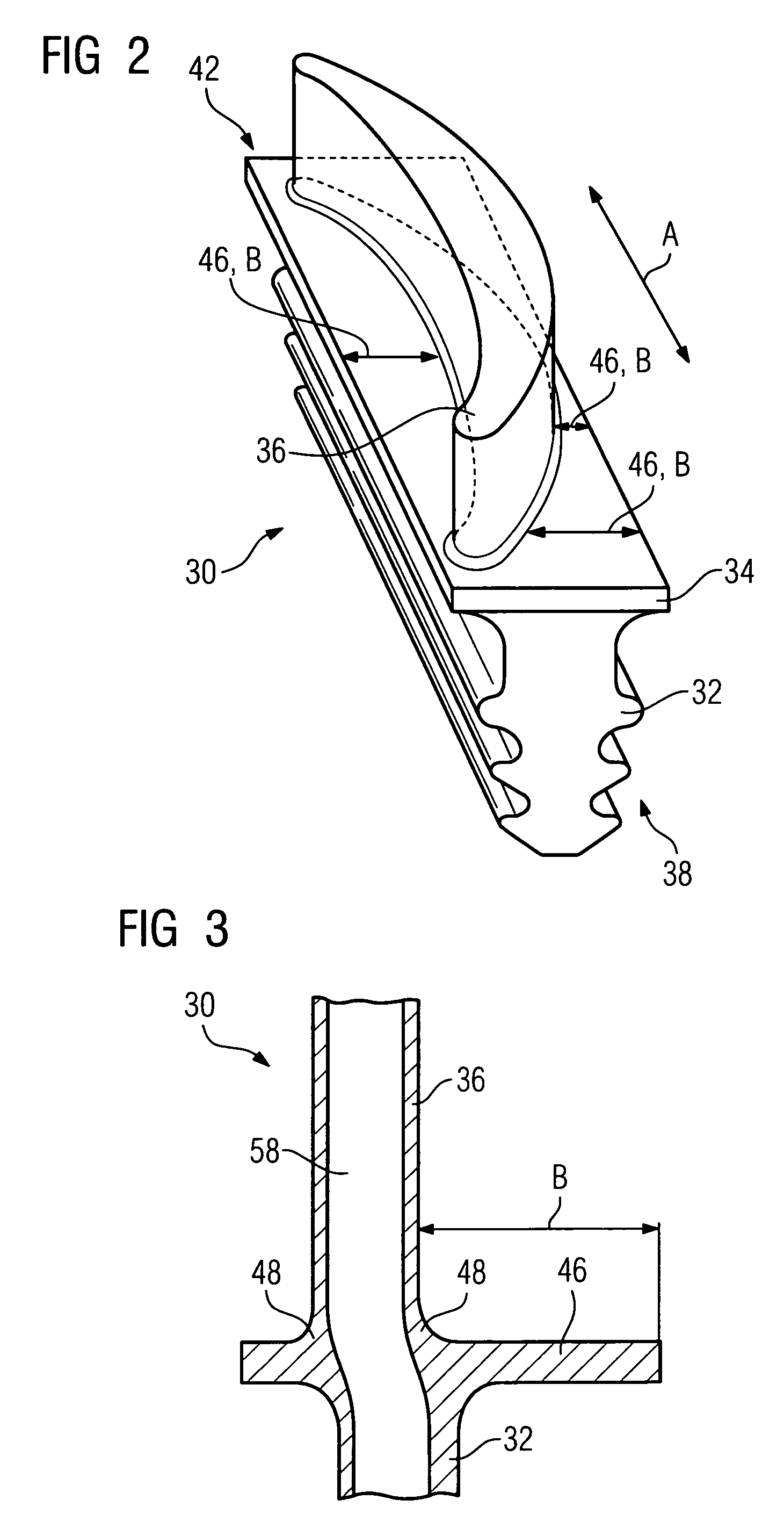 Cooled turbine blade or vane for a gas turbine, and use of a turbine blade or vane of this type