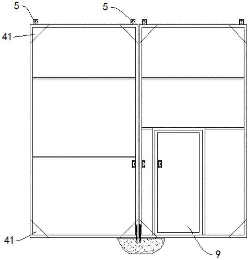 A hanging sliding door