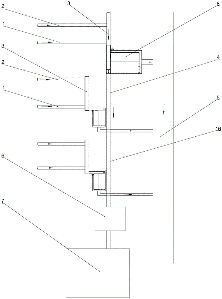 Area partitioned rainwater flow distribution, storage regulation and processing system based on combined-system pipe network