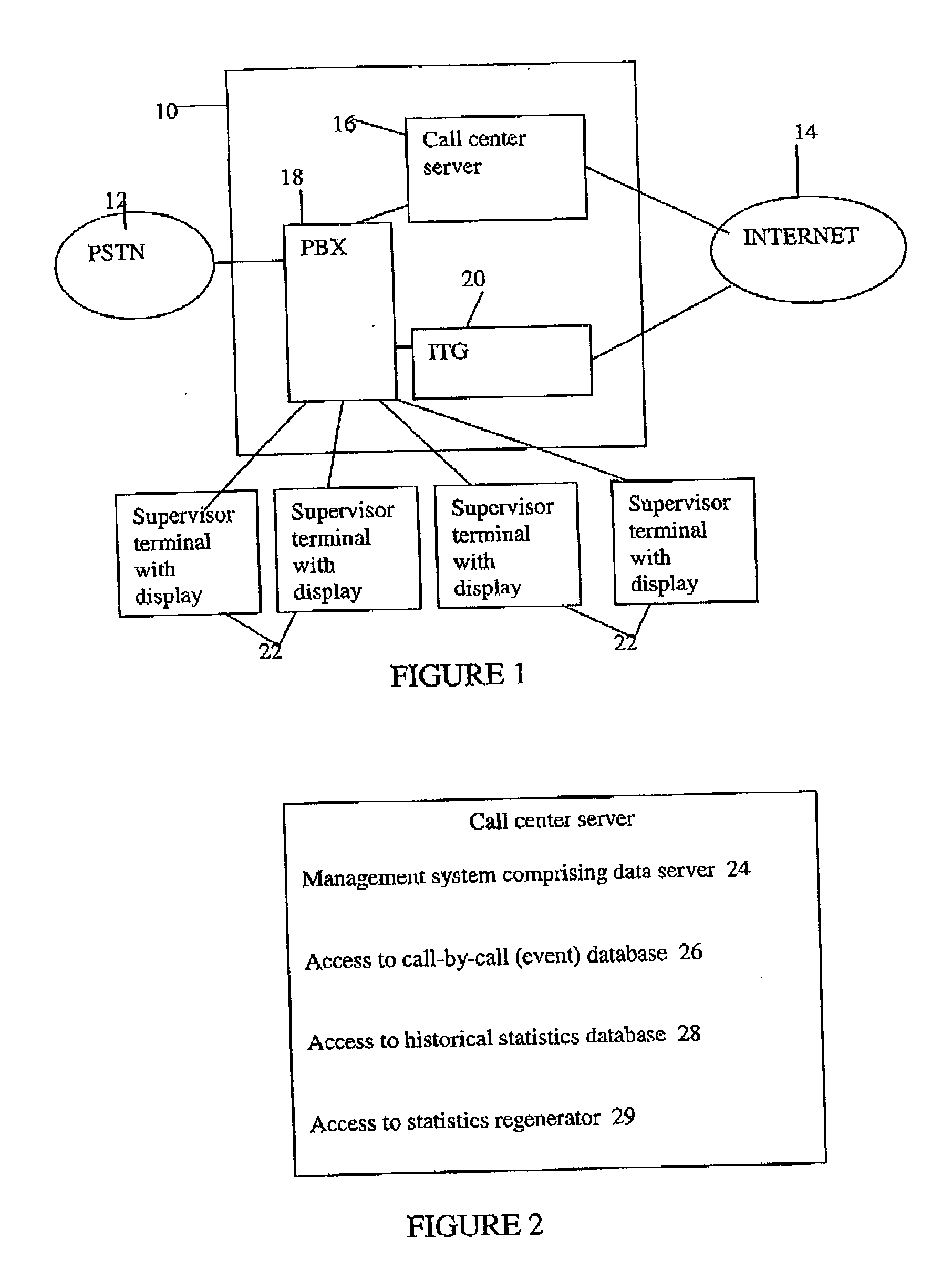 Determining statistics about the behaviour of a call center at a past time instant