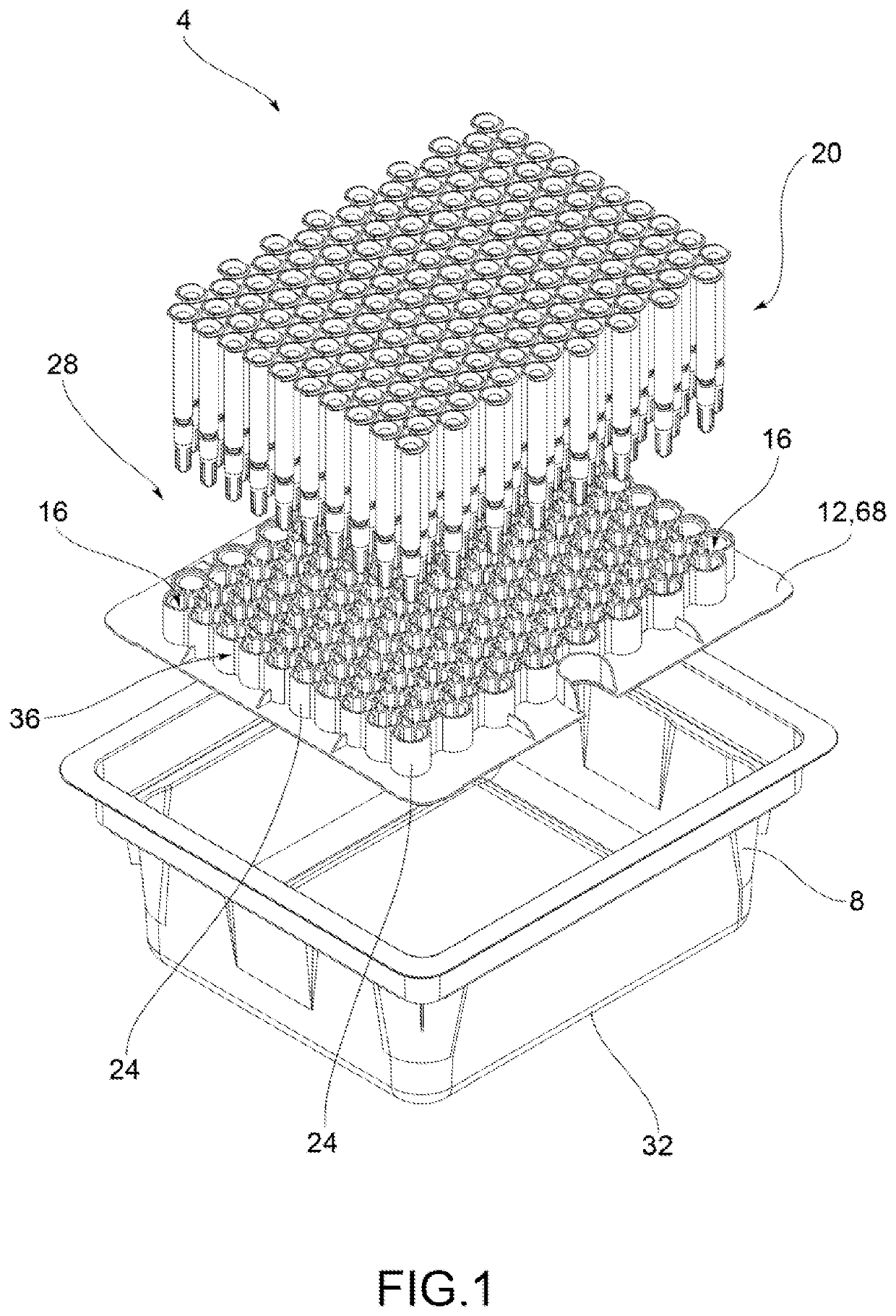 Structure for packaging containers for pharmaceutical use