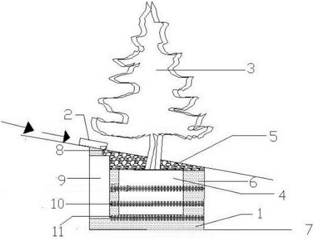 Anti-drought mountain garden greening structure and method