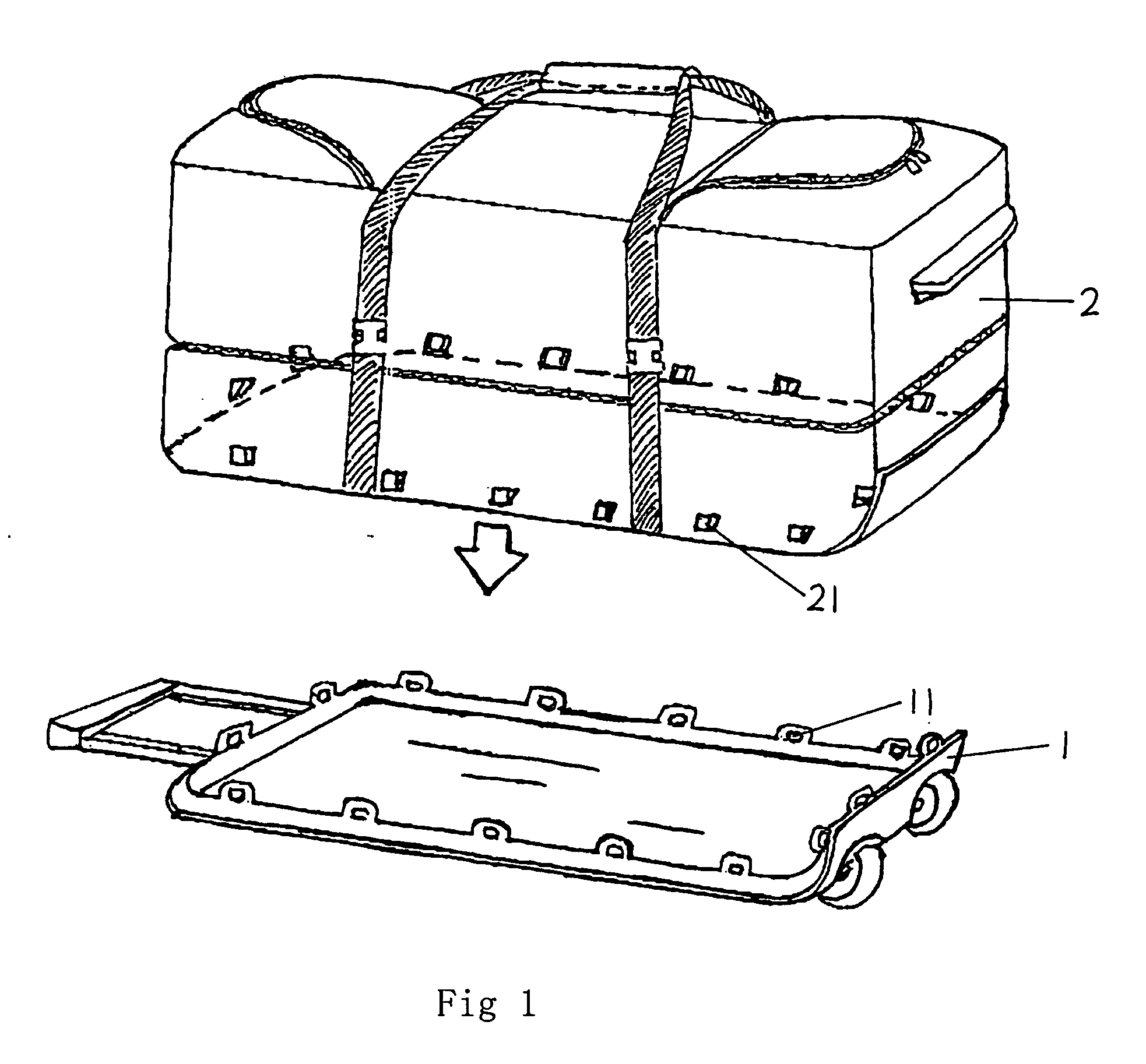 Easily assembled and transported cases and bags with wheels