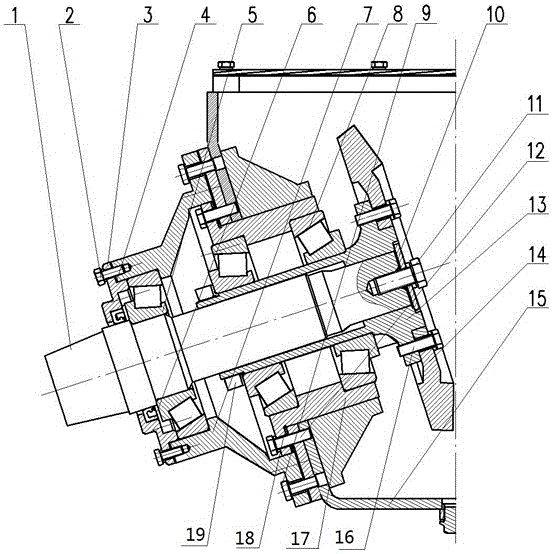 A transmission device for drive shaft of cutter head of farmland ditching machine