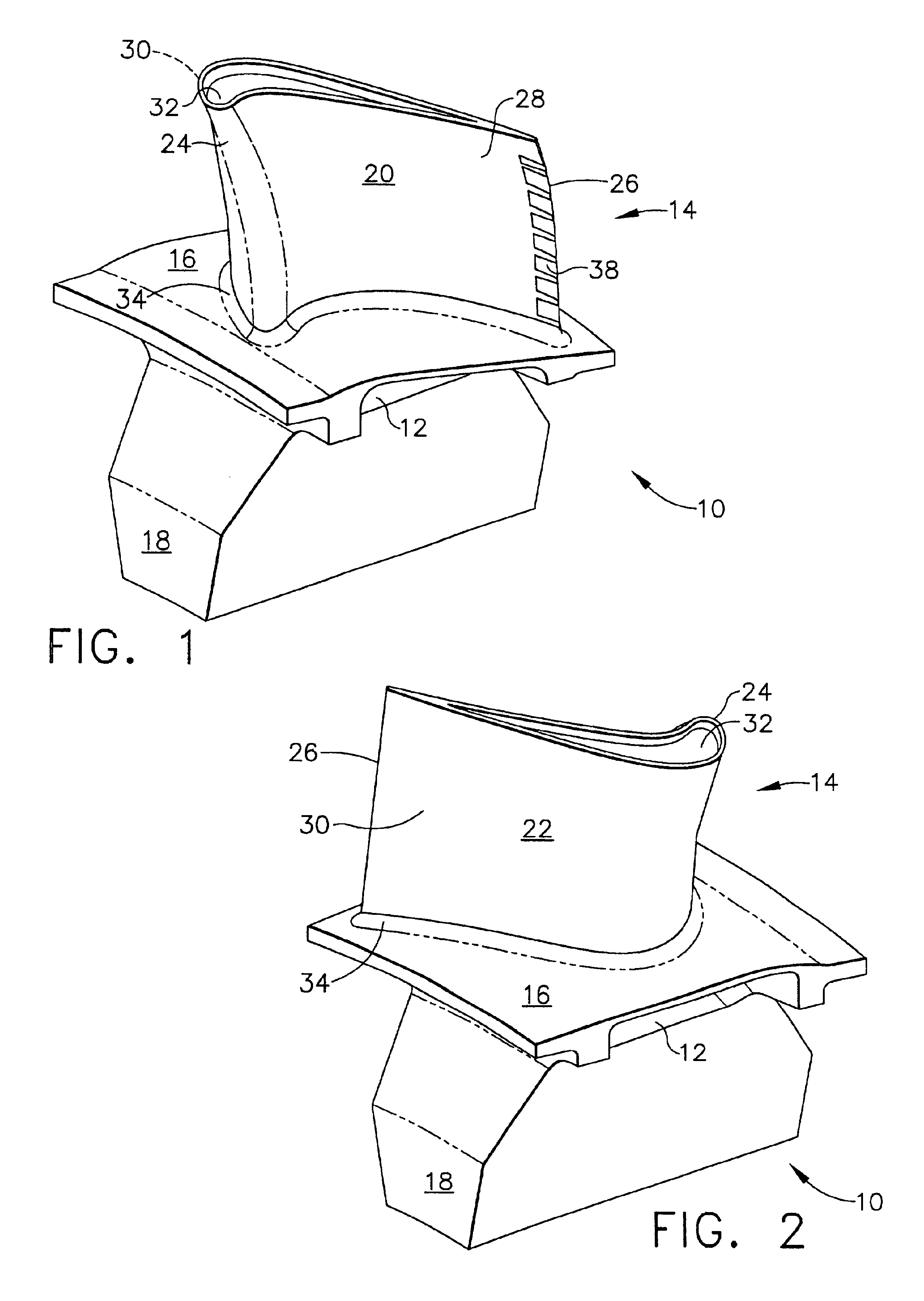 High effectiveness cooled turbine vane or blade