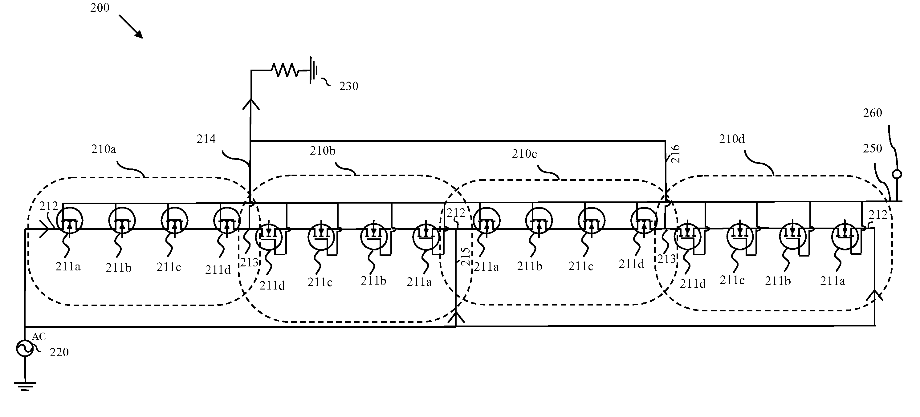 Merged Field Effect Transistor Cells For Switching