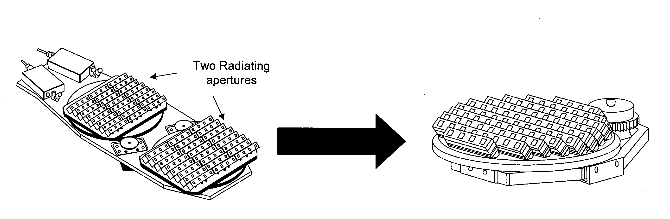 Hybrid single aperture inclined antenna