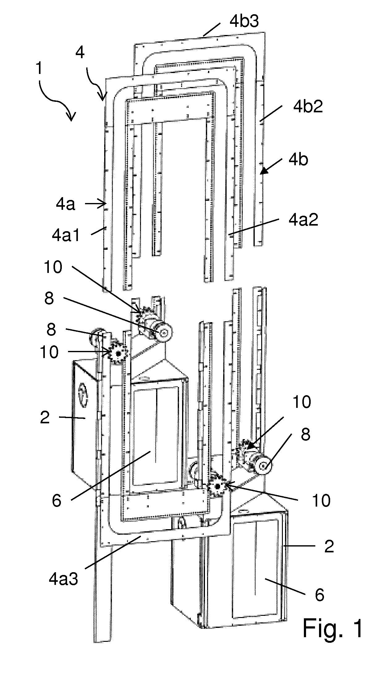 Lift system having individually driven cars and a closed track