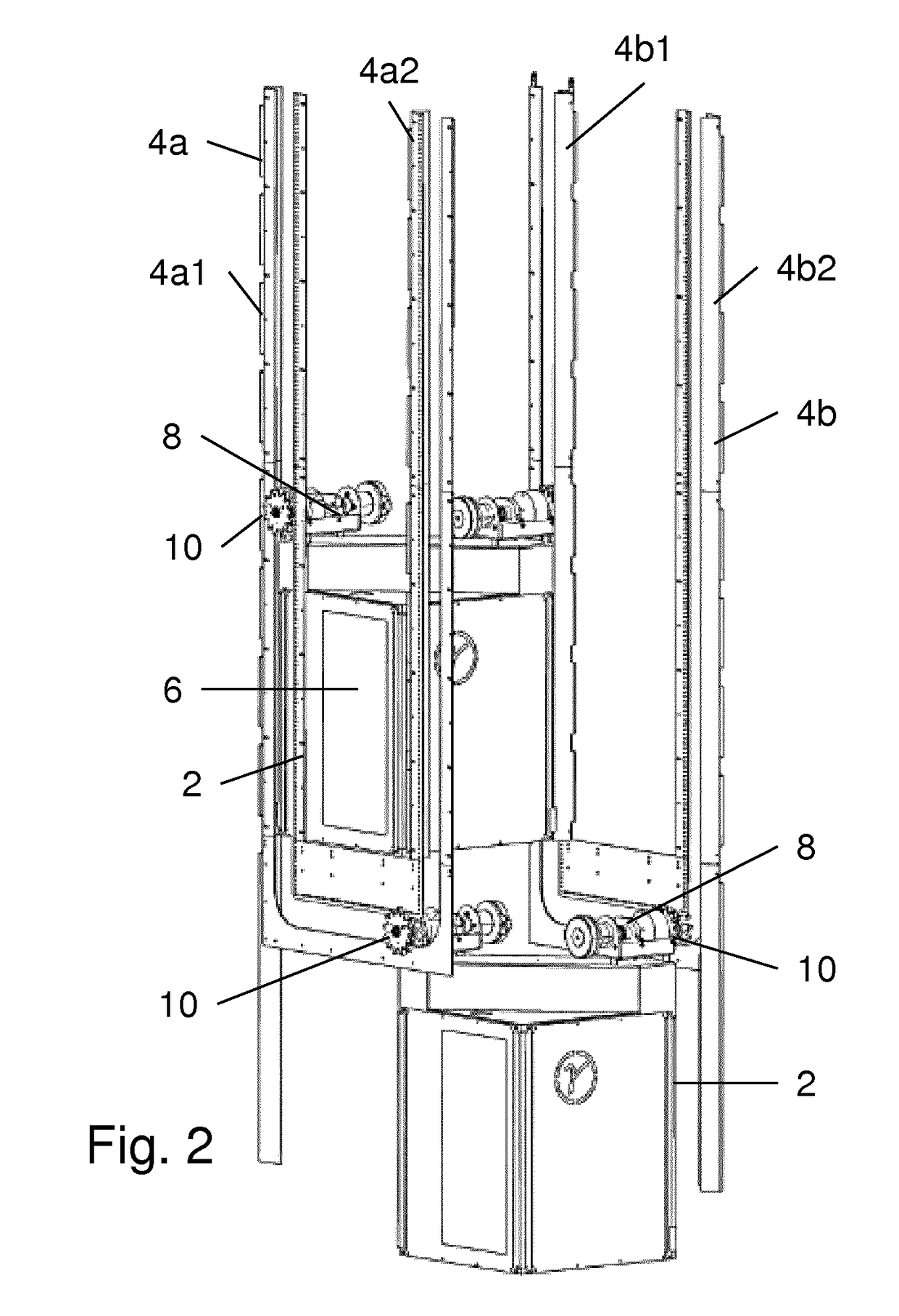 Lift system having individually driven cars and a closed track