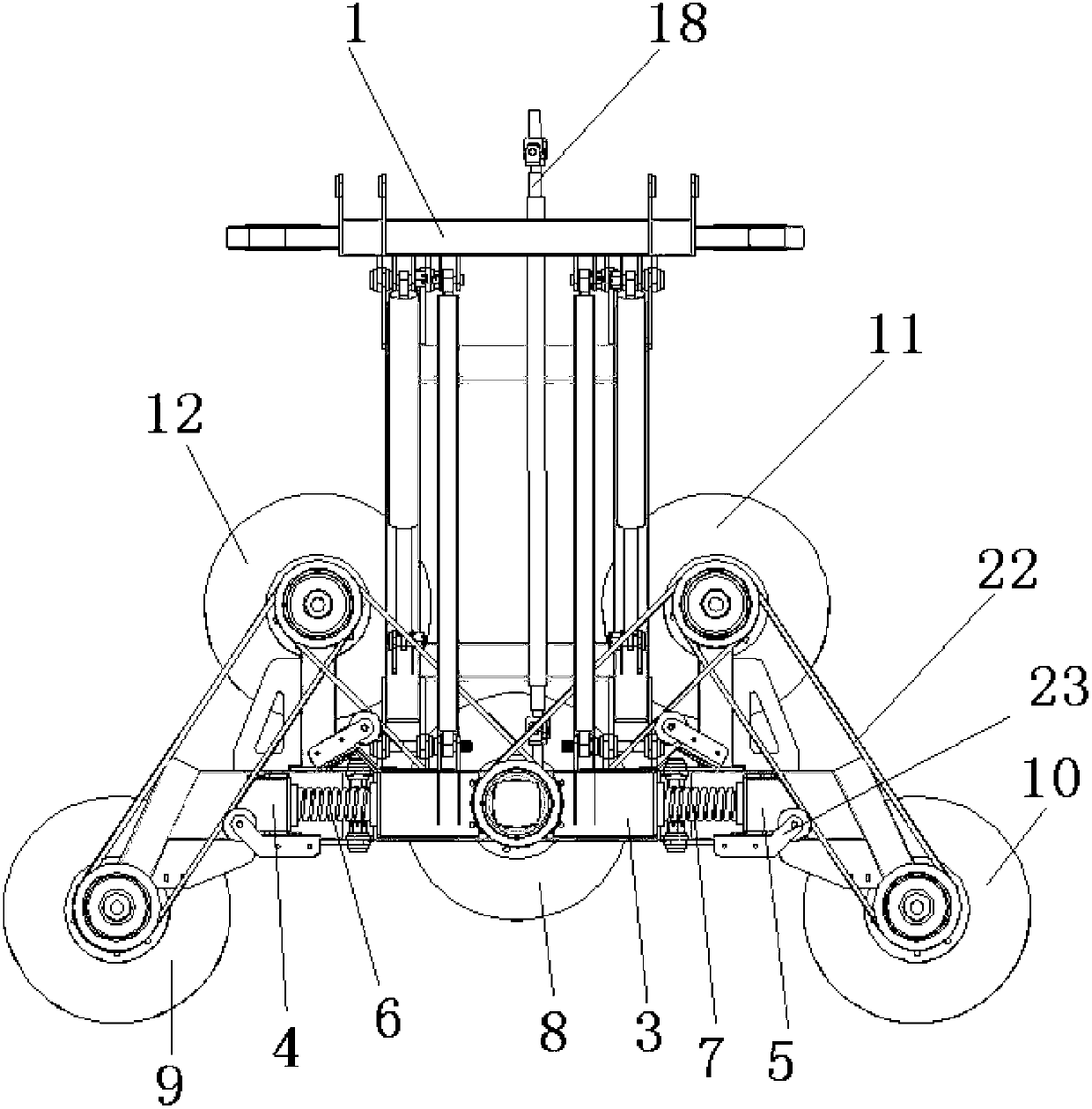 Road surface ice and snow clearing equipment driven by leather belt transmission mode