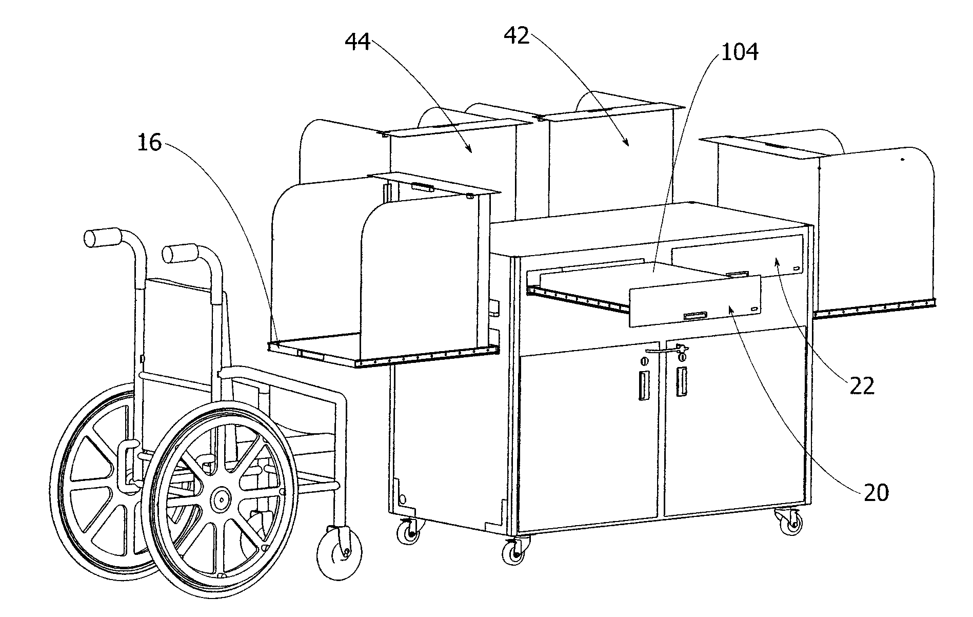 Multi-station voting booth with storage/utility cart