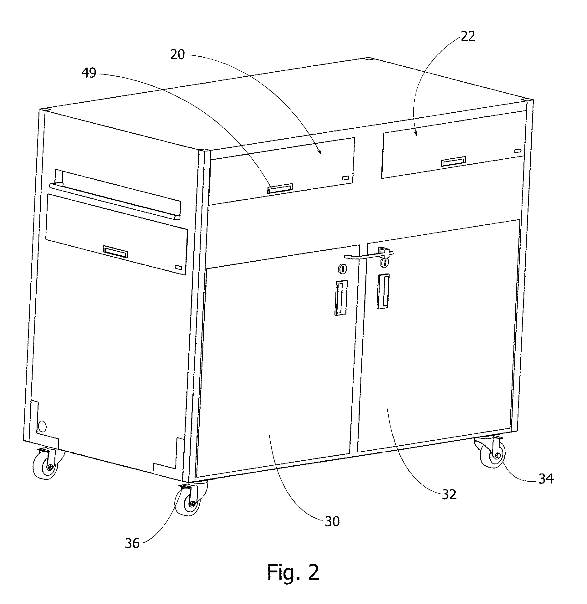 Multi-station voting booth with storage/utility cart