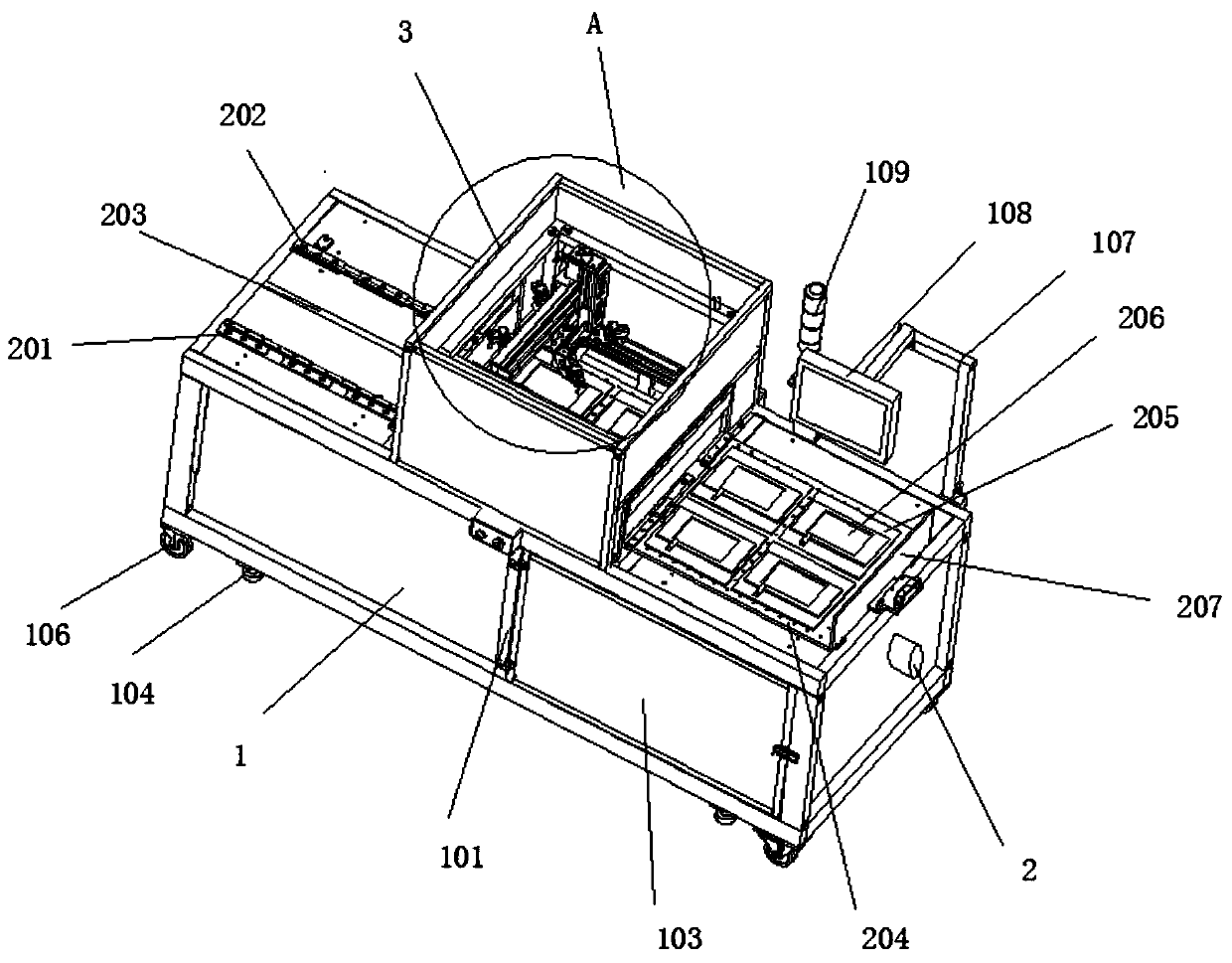 Chip processing device integrating testing function with sorting function