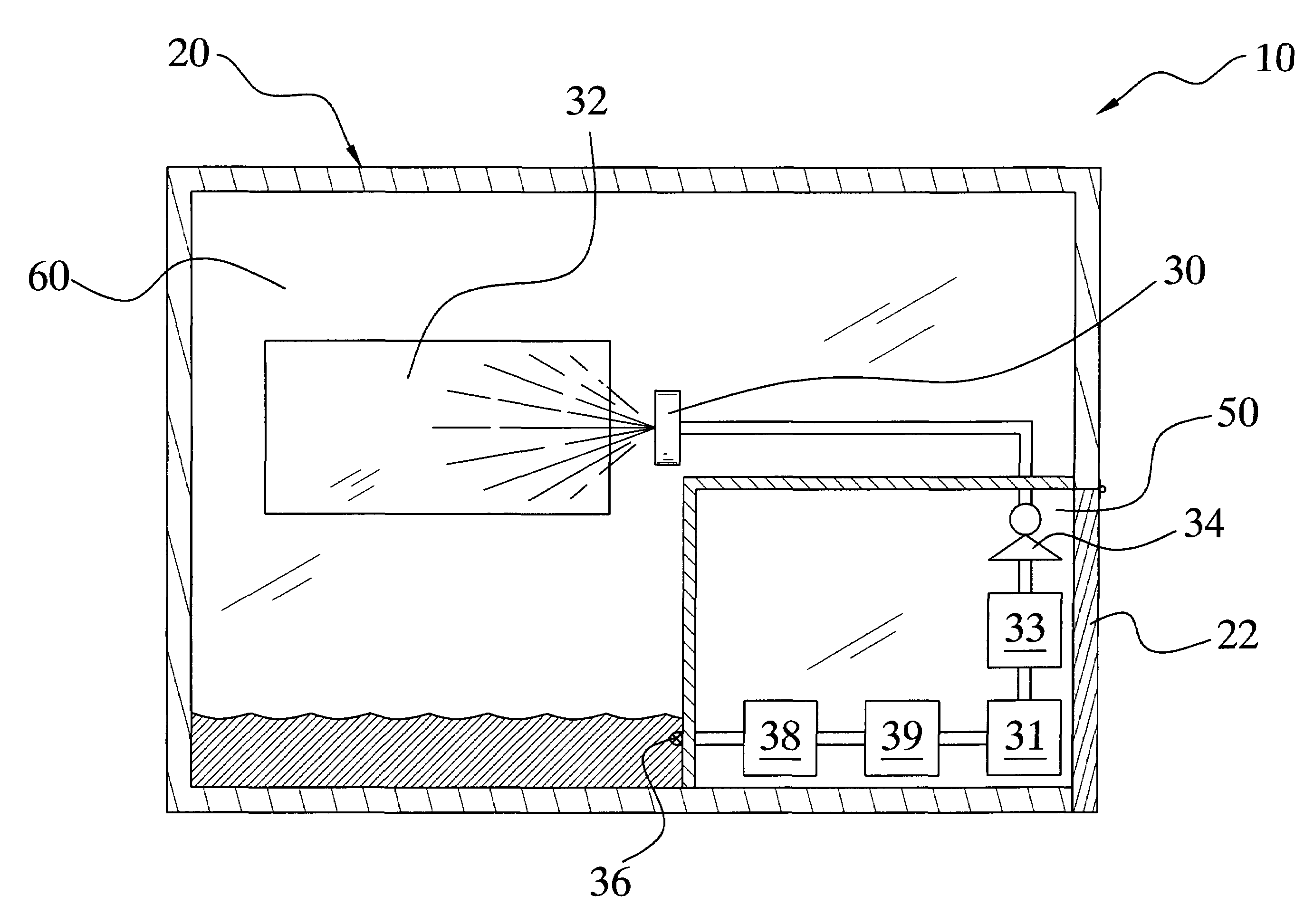 Spray cool system with a dry access chamber