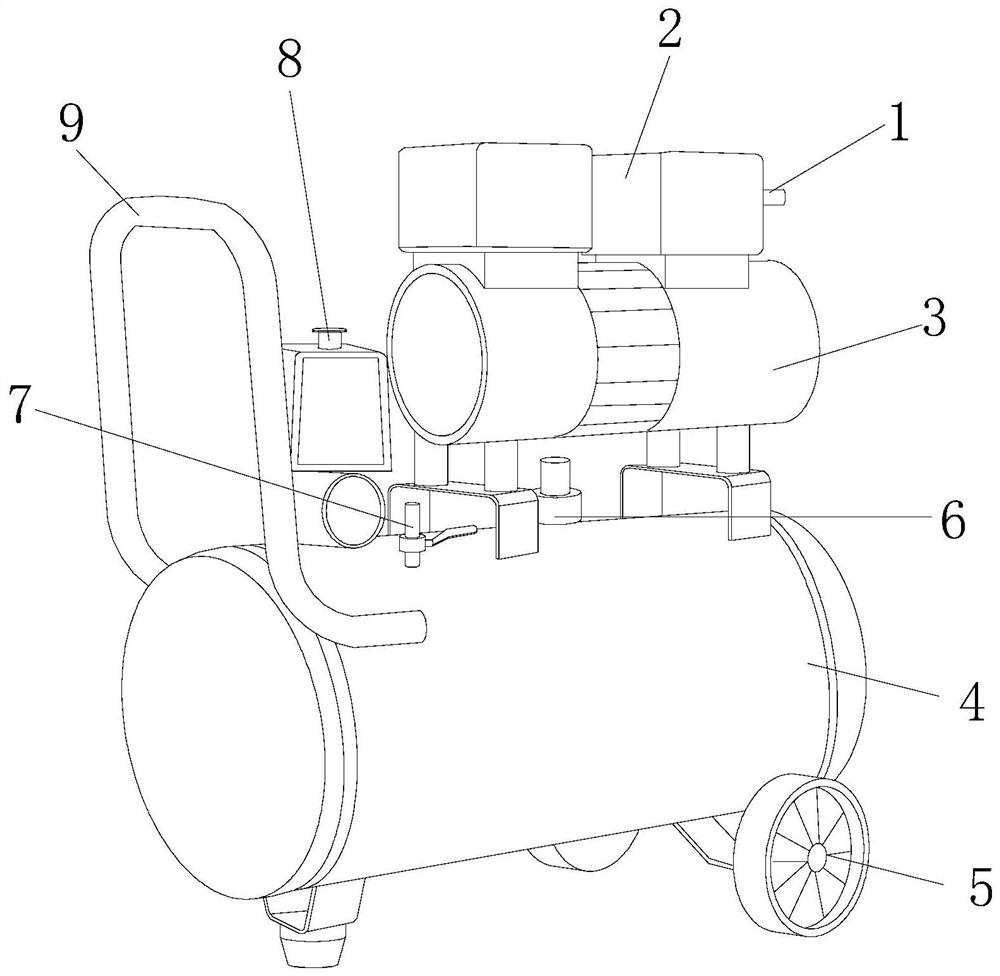 An easy-to-move oil-free air compressor