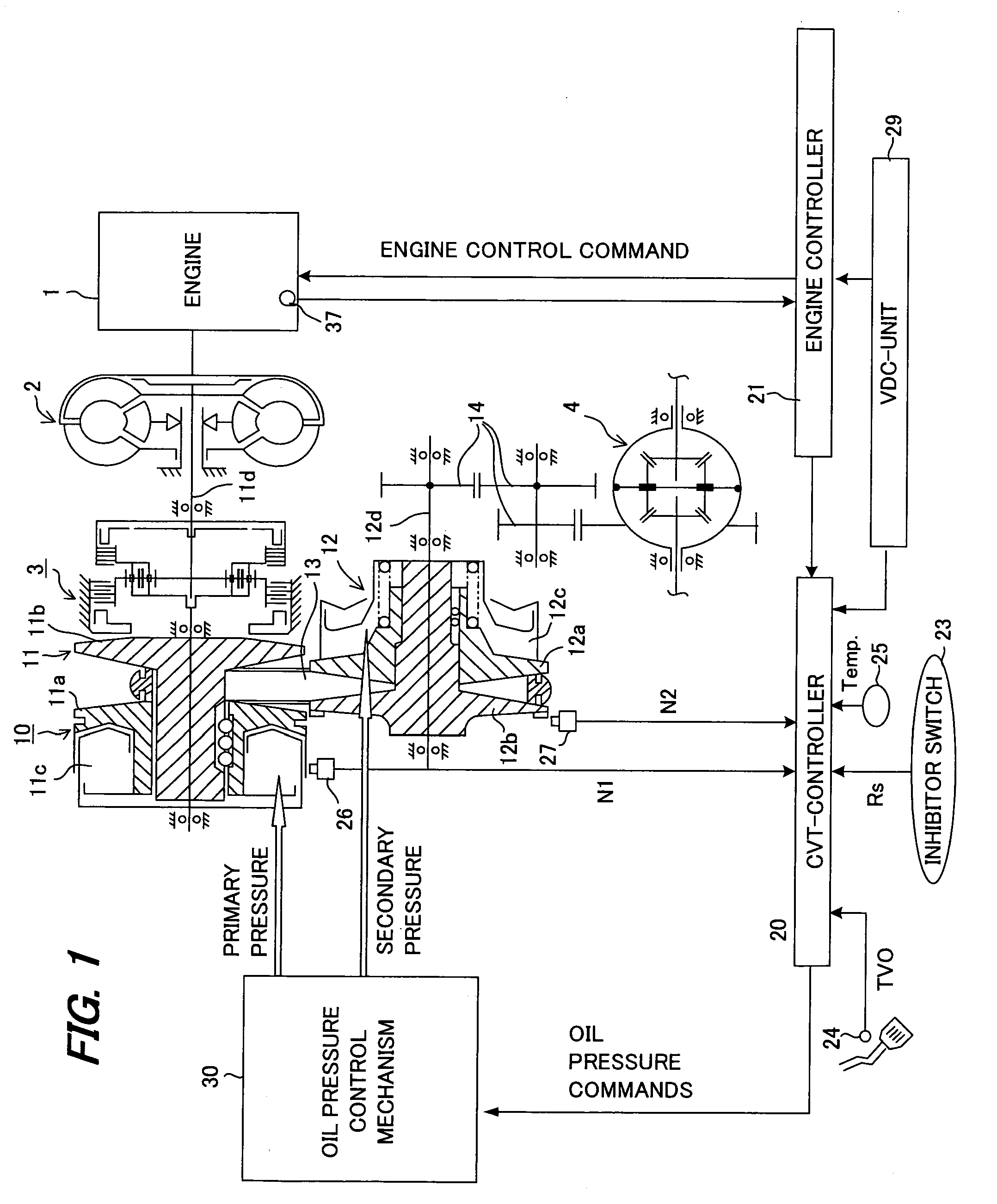 Abnormal oil pressure reduction determination device for vehicle transmission