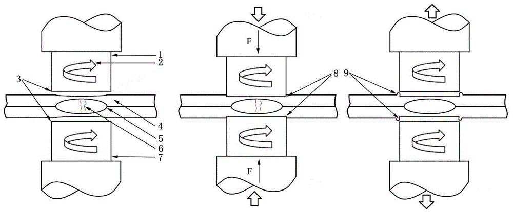 High-strength aluminum alloy sheet resistance spot welding molten core inner crack healing method