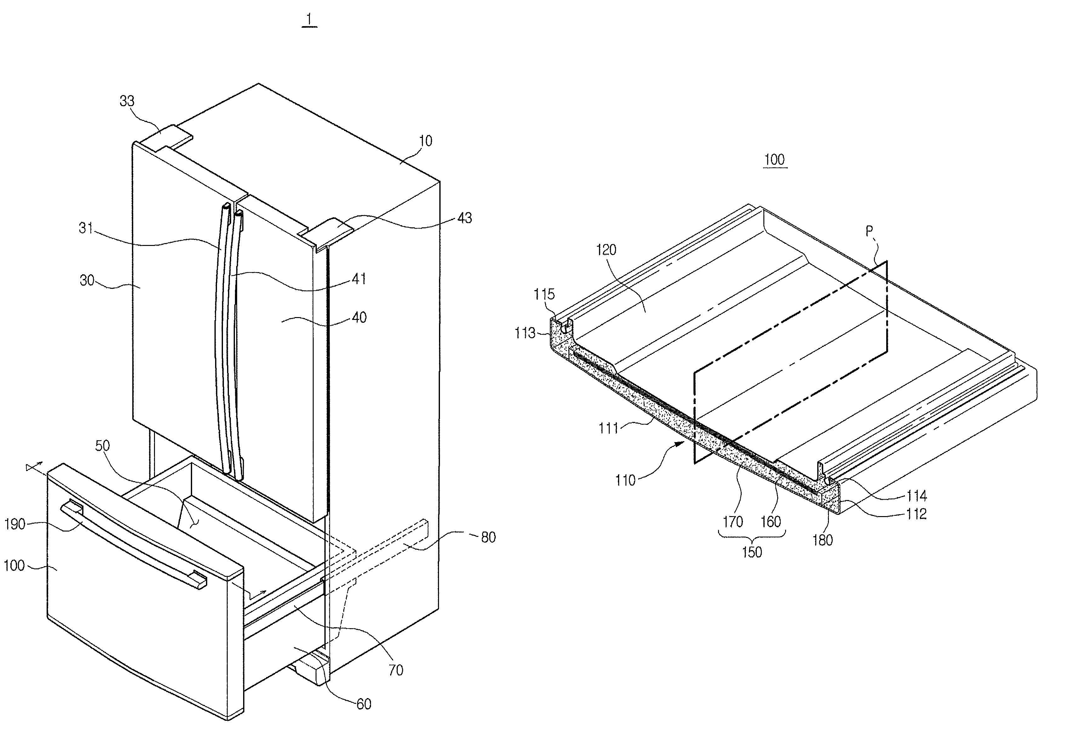 Refrigerator and method of manufacturing door thereof