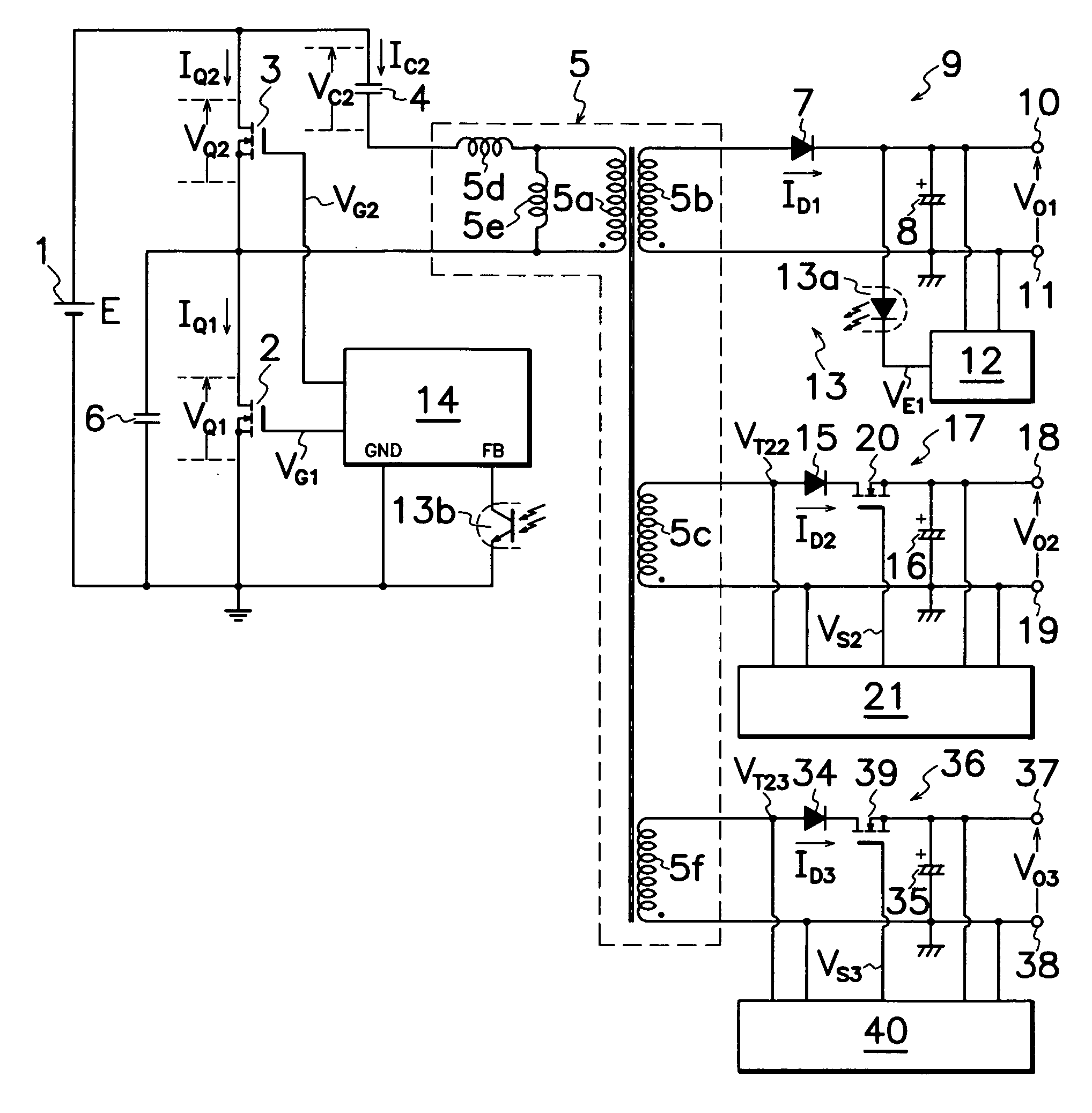 DC-DC converter of multi-output type